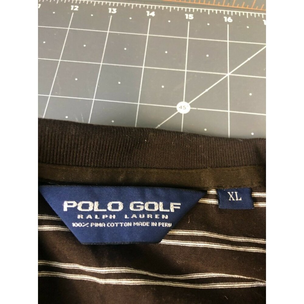 Ralph Lauren Polo Golf Men's Shirt Brown & Cream Stripe 100% Cotton XL - Picture 6 of 6